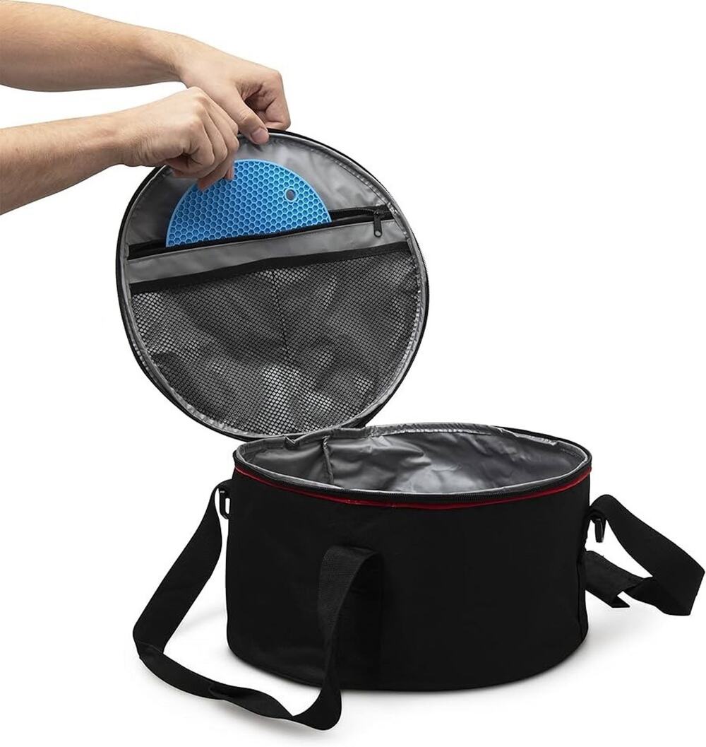 Ciravi Dutch Oven Carry Bag 10 12 in Cast Iron Padded Handle Storage Black